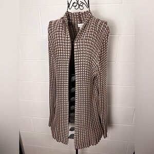 Kim Rogers Brown and Cream Textured Sweater Jacket Size L